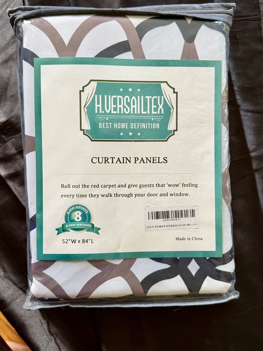 NIB H.Versailtex Set of 2 Curtains, 52”(W) x 84”(H) Light Blocking Blackout